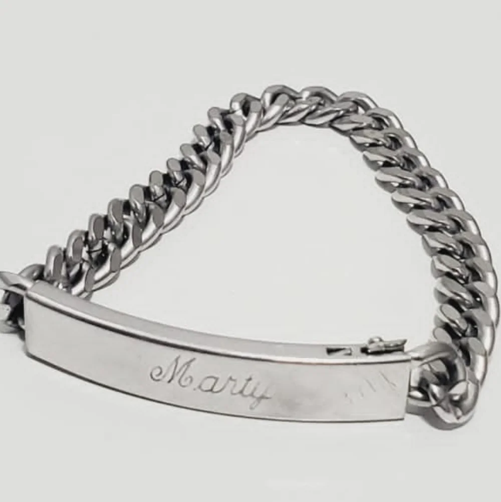 Speidel Silver Chain Bracelet. Personalized Men's Bracelet. Tagged 